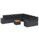 sofasæt til haven 11 dele med hynder polyrattan sort