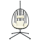 hængestol på stativ rattan og stål beige