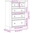 kommode Corona 80x43x114 cm massivt fyrretræ