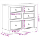 kommode Corona 110x43x91 cm massivt fyrretræ