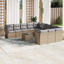 sofasæt til haven 12 dele med hynder polyrattan beige