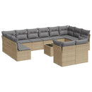 sofasæt til haven 13 dele med hynder polyrattan beige
