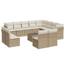 sofasæt til haven 13 dele med hynder polyrattan beige
