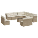 sofasæt til haven 14 dele med hynder polyrattan beige