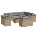 sofasæt til haven 13 dele med hynder polyrattan beige