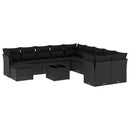 sofasæt til haven 12 dele med hynder polyrattan sort