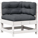 loungesæt til haven 6 dele med hynder massivt fyrretræ hvid