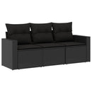 sofasæt til haven 3 dele med hynder polyrattan sort