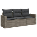 havesofasæt 3 dele med hynder polyrattan grå