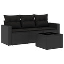 sofasæt til haven 4 dele med hynder polyrattan sort