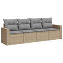 sofasæt til haven 4 dele med hynder polyrattan beige