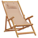 strandstole 2 stk. foldbar stof og massivt træ gråbrun