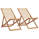 strandstole 2 stk. foldbar stof og massivt træ beige