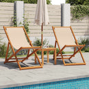 strandstole 2 stk. foldbar stof og massivt træ beige
