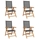 havestole 4 stk. med lænefunktion polyrattan sort