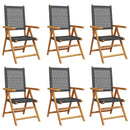 havestole 6 stk. med lænefunktion polyrattan sort