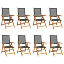 havestole 8 stk. med lænefunktion polyrattan sort