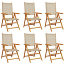 havestole 6 stk. med lænefunktion polyrattan beige