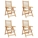 havestole 4 stk. med lænefunktion massivt akacietræ beige