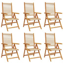 havestole 6 stk. med lænefunktion massivt akacietræ beige