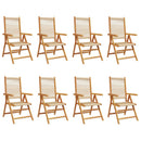 havestole 8 stk. med lænefunktion massivt akacietræ beige