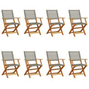 havestole 8 stk. foldbar polyrattan og massivt træ grå