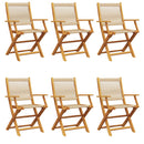 foldbare havestole 6 stk. massivt akacietræ beige