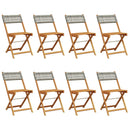 havestole 8 stk. foldbar polyrattan og massivt træ grå
