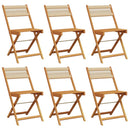 foldbare havestole 6 stk. massivt akacietræ beige