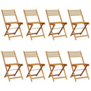 foldbare havestole 8 stk. massivt akacietræ beige