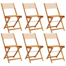 havestole 6 stk. foldbar stof massivt træ beige