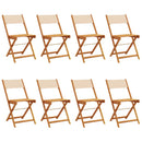 foldbare havestole 8 stk. stof og massivt træ beige