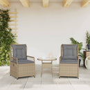 havestole 2 stk. med lænefunktion polyrattan beige