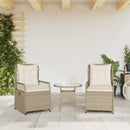 havestole 2 stk. med lænefunktion polyrattan beige