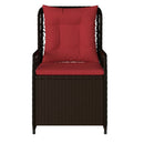 havestole med hvilestol 2 stk. brun polyrattan