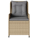 havestole 2 stk. med lænefunktion polyrattan beige