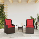 havestole med hvilestol 2 stk. brun polyrattan