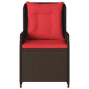 havestole med hvilestol 2 stk. brun polyrattan