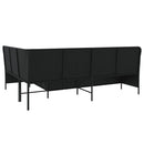 havesofa med hynder L-formet polyrattan sort