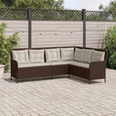 havesofa med hynder L-formet polyrattan brun