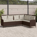 havesofa med hynder L-formet polyrattan brun