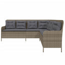 havesofa med hynder L-formet polyrattan grå