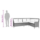 havesofa med hynder L-formet polyrattan grå