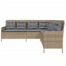 havesofa med hynder L-formet polyrattan beige