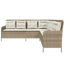 havesofa med hynder L-formet polyrattan beige
