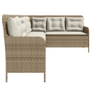 havesofa med hynder L-formet polyrattan beige