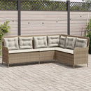 havesofa med hynder L-formet polyrattan beige