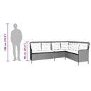 havesofa med hynder L-formet polyrattan lysegrå