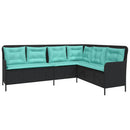 havesofa med hynder L-formet sort polyrattan