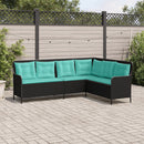 havesofa med hynder L-formet sort polyrattan
